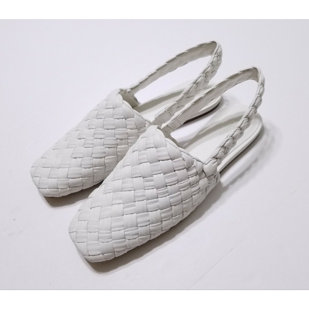 NWOB Vince Cadot Woven Leather Slingback Flats in Off White Size US 7 $325